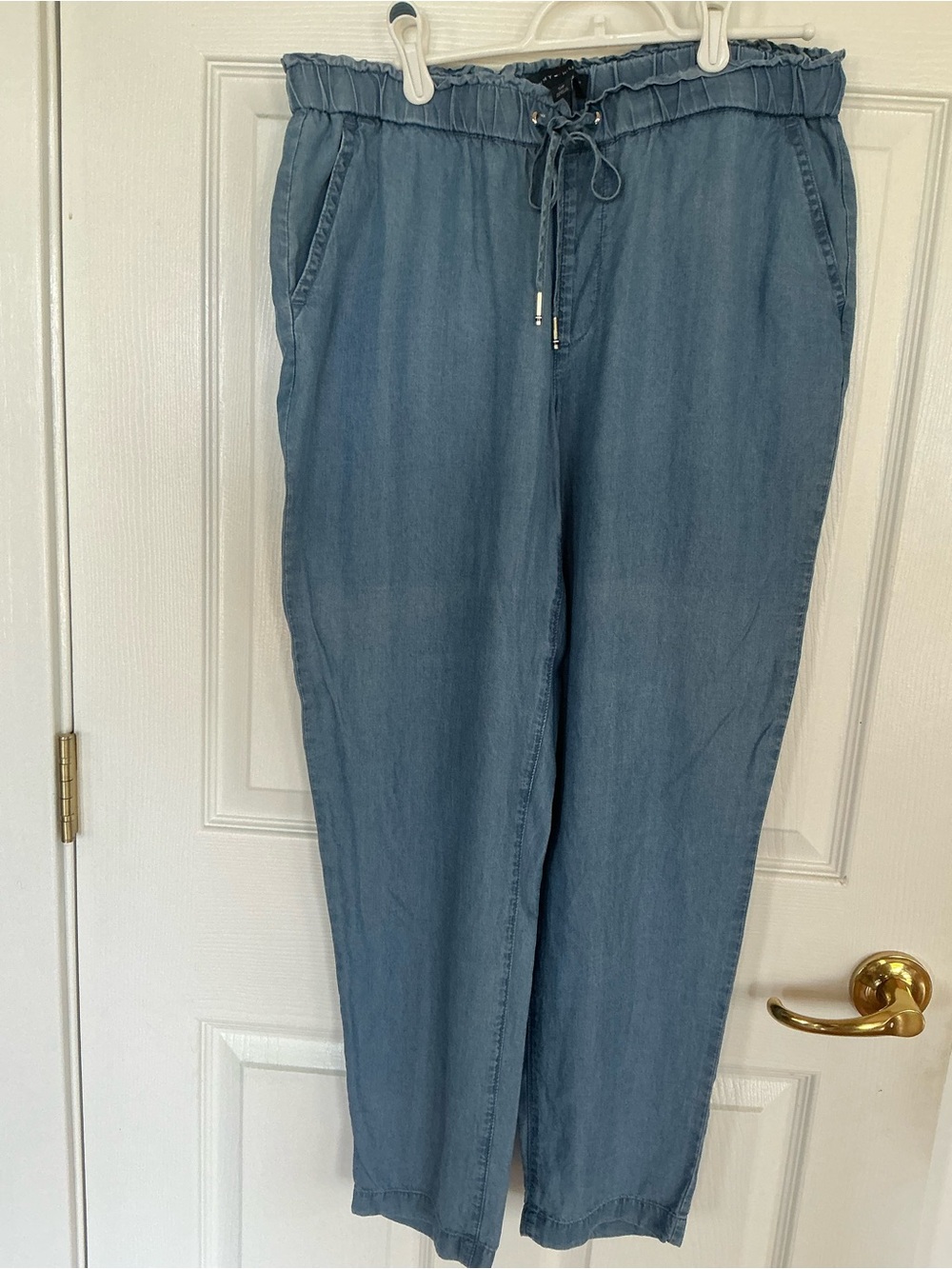 Tommy Hilfiger Chambray Drawstring Trousers in Light Blue